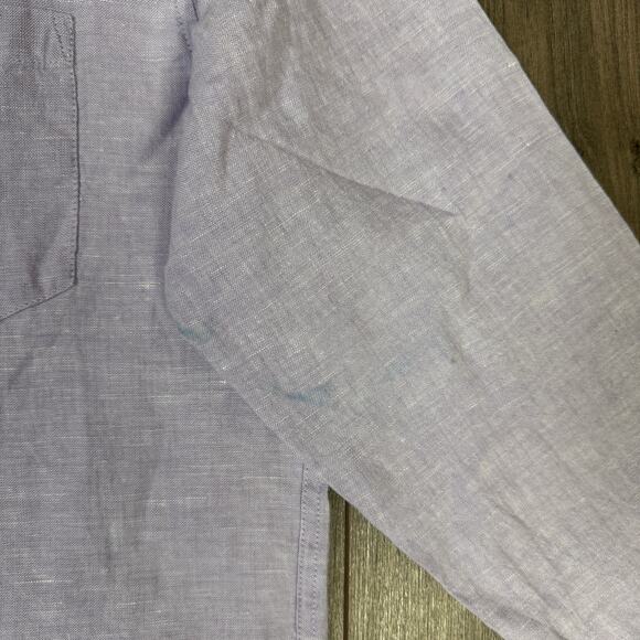 J.Crew Classic Fit Linen Shirt Mens M Purple Button Up Long Sleeve Lightweight - Picture 7 of 10